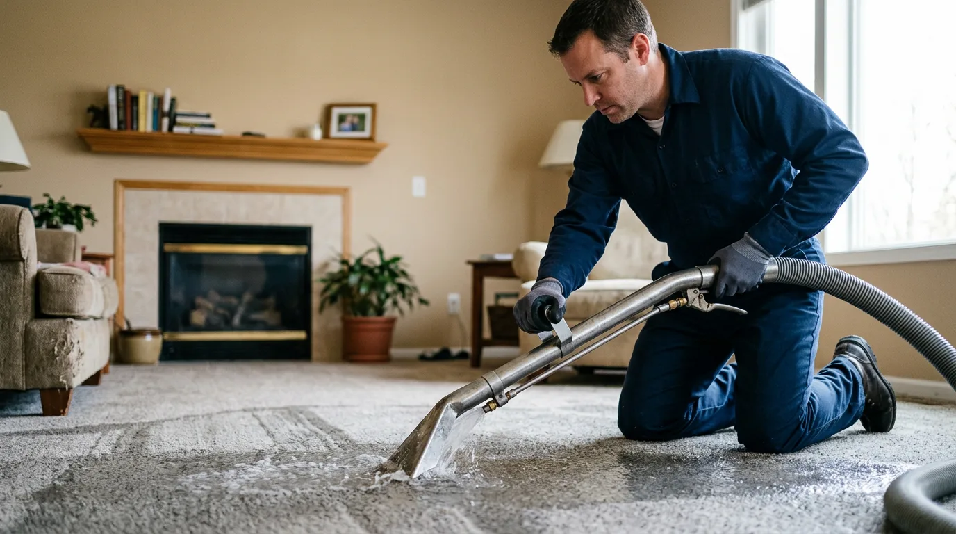Water damage restoration technician working near Aldrich, MO